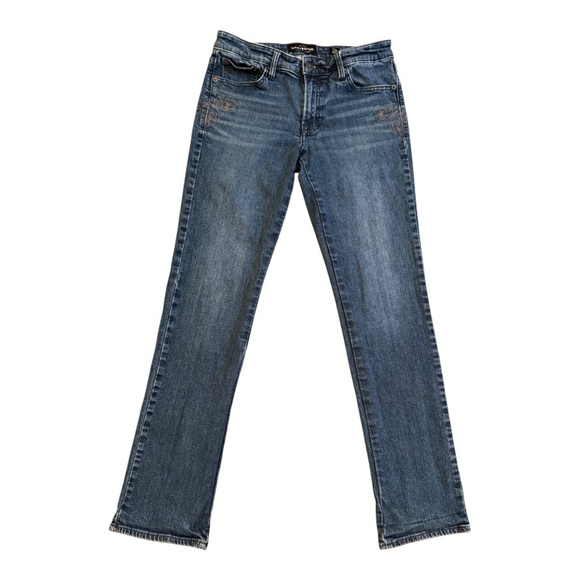 Lucky Brand Denim - Women's Lucky Brand Sweet Straight Jeans Size 6/28 Blue Denim Floral Embroidery